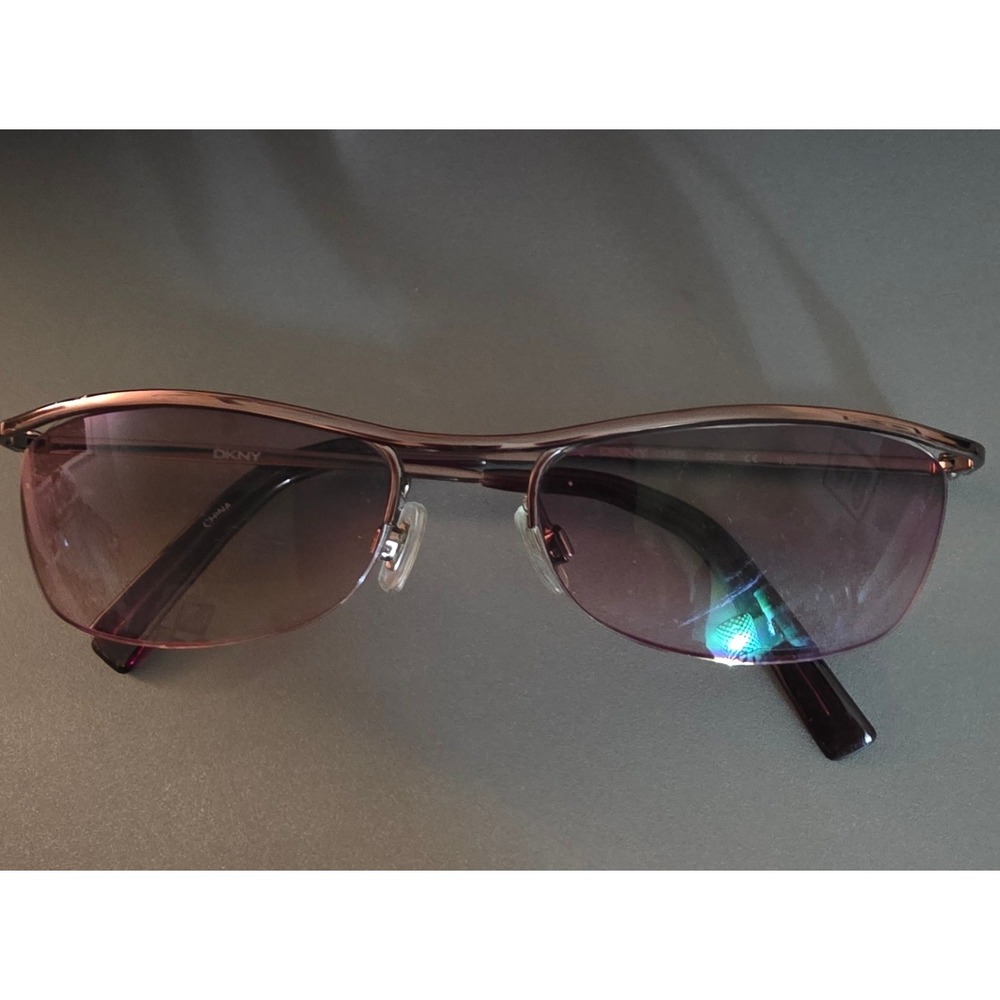 DKNY Sunglasses Rose Gold Metal Rimless Bottom Gradient Rose Pink Lens Y2K